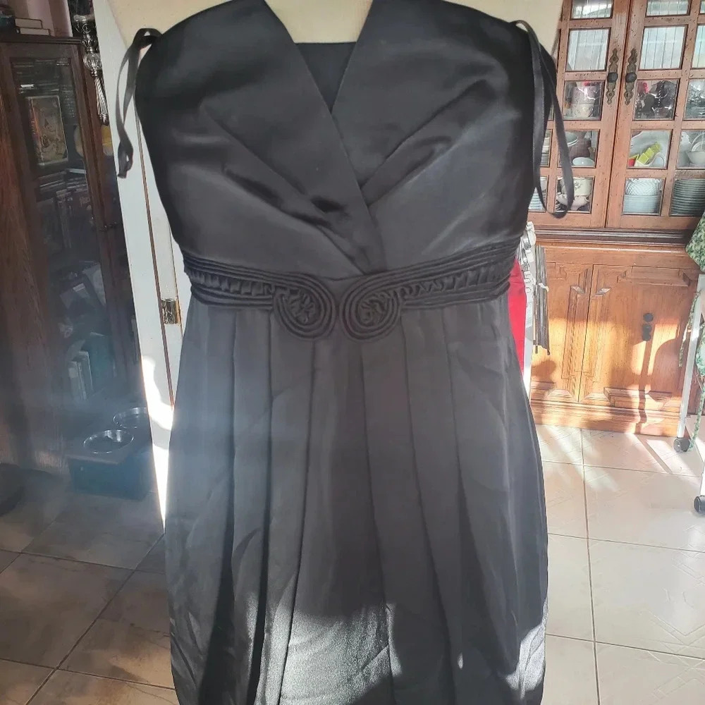 BCBG Black satin cocktail dress